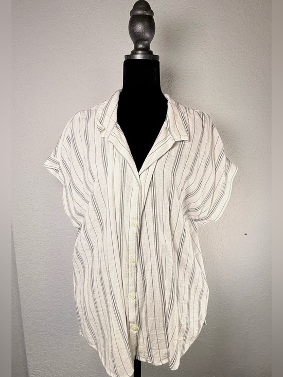 Lucky Brand Other - Lucky Brand Striped Button Front Short Sleeve Blouse Top NWT Size Large
